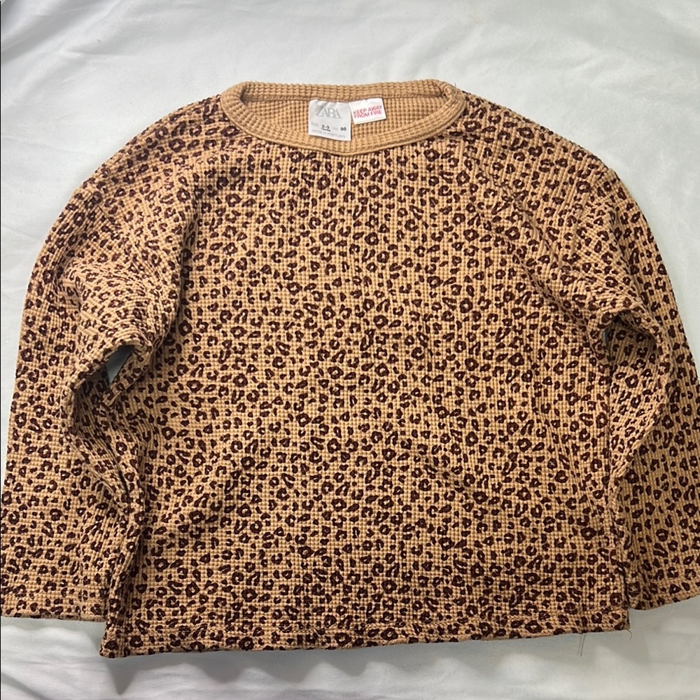 Zara(2-3yrs) Leopard Print waffle long tee